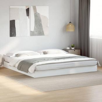 Cama de matrimonio 180x200 cm de madera blanca de varias capas, estructura de cama de madera de ingeniería blanca