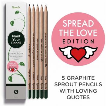 Sprout Lápices plantables Love Edition Box | Pack de 5 | lápices de grafito plantables | de madera ecológica I Un regalo desde el corazón