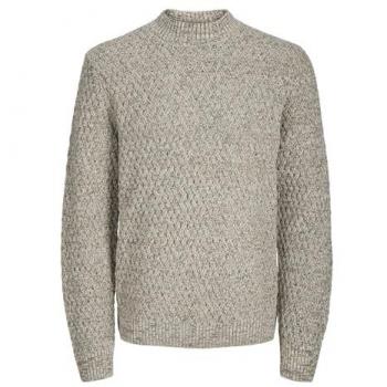 Jack & Jones Men's Ccziggi Knit Sweater - Grey, Oatmeal, Mock Neck, Size XXL