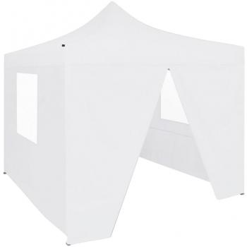 Carpa Plegable Profesional 3x3 m con 4 Paredes de Acero Blanco