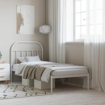 Cabecero de metal blanco con estructura de cama 90x190 cm vidaXL