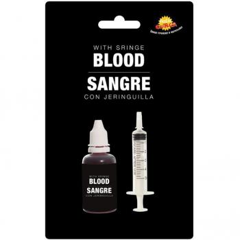 Guirca Sangre Artificial con Jeringa - Efecto realista, fácil de usar, ideal para disfraces y decoraciones, no tóxica