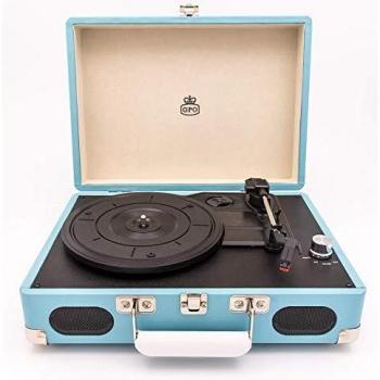 GPO Soho Tocadiscos Retro con diseño de maletín y 3 velocidades - Azul
