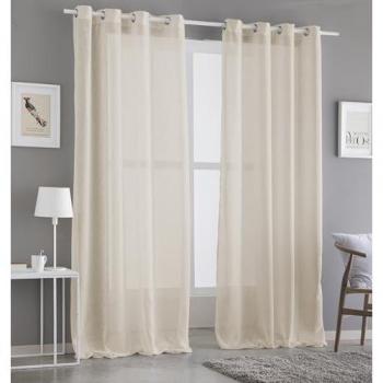 Cortina Visillo con Ojal 150x260 cm - Poliéster Extra Suave - 100% Algodón Piedra - Fabricado en España