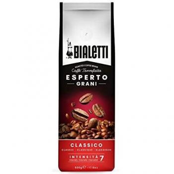 Bialetti Café en Grano Esperto Grani Classico Italiano, Aromas Dulces de Avellana y Frutos Secos, Tueste Medio, Intensidad 7, 500g