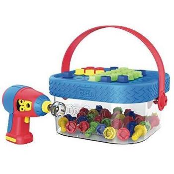 Learning Resources EI-4145 Design & Drill Bolt-It Bucket, Portable, Travel Friendly Drill, 56 Piece Set, Fine Motor Skills Construction Toy