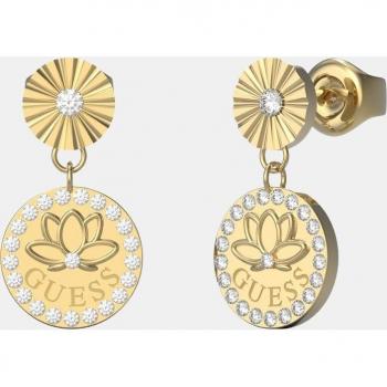Pendientes Guess mujer LOTUS JUBE01344JWYGT-U acero inoxidable dorado con diseño de flor de loto en relieve