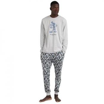 Pijama largo de hombre de punto gris Mickey Jeans by Pequeños Gigantes