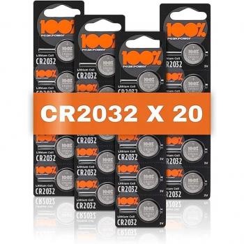 Peakpower CR2032 Pilas de Botón Litio 3V 20 Unidades