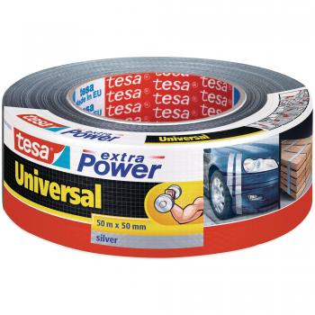 tesa Extra Power Universal , Cinta Adhesiva Americana Reforzada para Reparar, Fijar, Agrupar, Reforzar o Sellar , Gris , 50 m x 50 mm