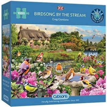 Puzzle Gibsons Canto de los Pájaros junto al Arroyo de 1000 Piezas | Pájaro del Jardín Británico | Puzzle Sostenible para Adultos | Tablero 100% Reciclado