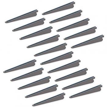 Emuca 7909012 Escuadras de estante para perfil cremallera perforación doble paso 32mm, Blanco, 470mm, Set de 20 piezas
