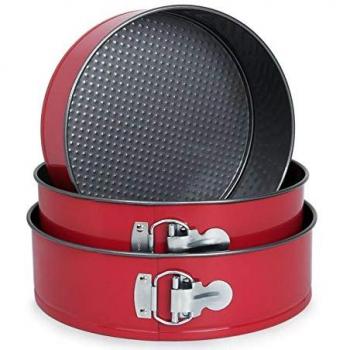 Moldes Antiadherentes Rojos para Tartas y Bizcochos Springform - Set de 3 piezas