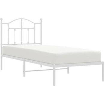 Estructura de cama de metal con cabecero blanco 90x190 cm