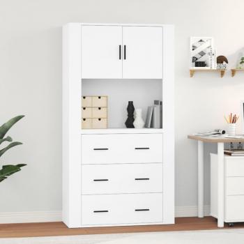 Aparador alto de madera contrachapada blanca vidaXL
