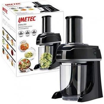 Imetec SP 100 Spiralizer eléctrico, corte de verduras en espiral, accesorios para 3 formas Spaghetti, Tagliatelle, Pappardelle, acero inoxidable, sin BPA 500 ml, sistema de seguridad