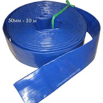 Manguera Plana 40mm para Descarga de Agua y Vaciado de Piscinas - Poliester PVC Azul Layflat 10 Metros