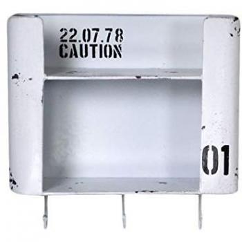 Estante de Metal Blanco Bristol con 2 Niveles y Colgador para 3 Prendas, Cuadrado, 30x10x30 cm