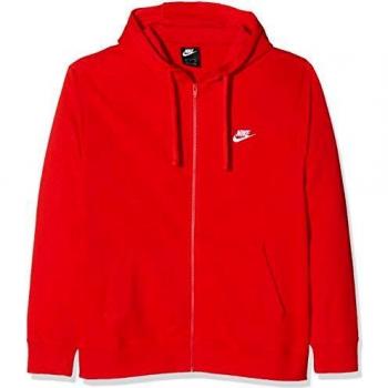 NIKE Club Hoodie Ft Sudadera con Capucha y Cremallera Completa, Hombre, Rojo