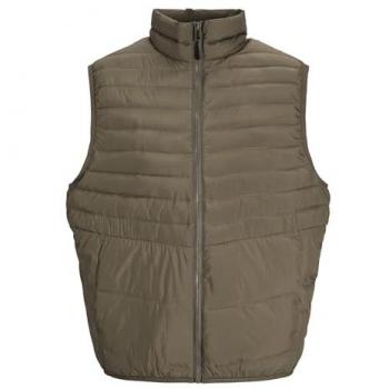 Jack & Jones Packable Padded Vest with Stand Collar - Olive - Size XL