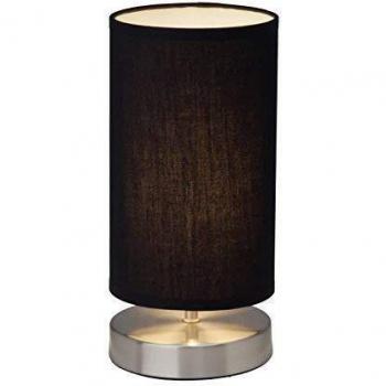 Lámpara de mesa Brilliant Clarie con tulipa de tela negra, base de metal, E14, 40W, diseño moderno
