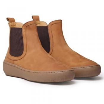 Botines de mujer Toni Pons en piel nobuk con elásticos laterales color cuero - Modelo Serra