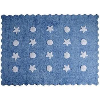 Happy Decor Kids -Alfombra Lavable Little Waves 100% Algodón Natural -Azul Claro- 160x120 cm