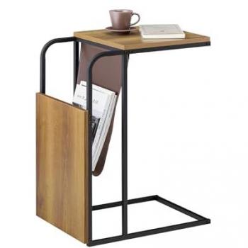 SoBuy Mesa Auxiliar Mesita para Salón Comedor Dormitorio con 1 Bolsillo Lateral 50 x 36 x 65 cm Marrón FBT140-PF