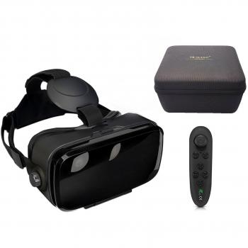 VR-Shark® X4 Lite Bundle - Virtual Reality Kit for Smartphones Suitable for All Mobile Phones with 4.7 - 6.1 Display | VR Glasses & Gamepad & Hardcase [FOV 120 ° | PD + FD | Black-Matt]