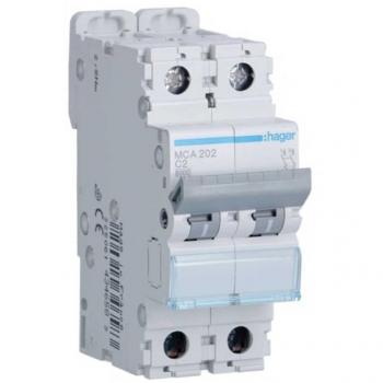 Automático magnetotérmico Hager MCA202 2P 2A Curva C 6kA