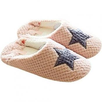 Mujer Zapatillas Calientes Otoño Invierno Pantuflas De Interior Suave Zapatilla De Estar Por Casa Rosa 38