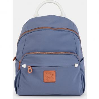Mochila de Nylon Tejano Serie Margarita con Detalles en Color Azul y Diseño Floral
