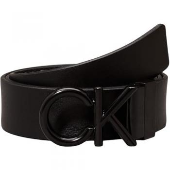 Calvin Klein Men's Adjustable Black Belt with Metal Bombé Buckle 35mm Size 90