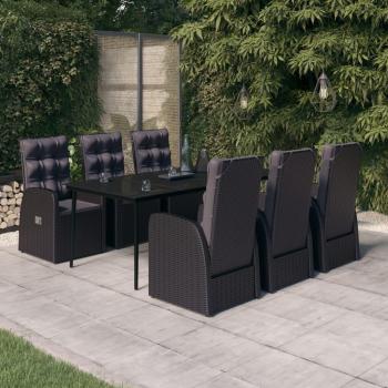 Black 7-Piece Outdoor Dining Set with Cushions