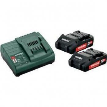 Metabo Basic Set: 2x baterías Li-Power 2,0 Ah 18V + cargador SC 30 (685161000) - Batería de recambio para destornillador de batería METABO