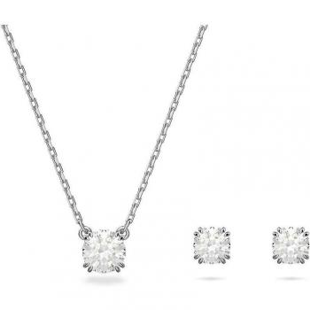 Swarovski Conjunto Constella Talla redonda, Blanco, Baño de rodio 5647663