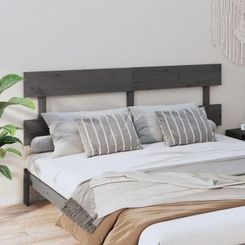 Cabecero para cama de madera maciza de pino gris 204x3x81 cm