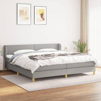 Cama box spring con colchón de muelles en tela gris claro 200x200 cm