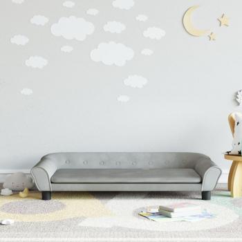 Sofá para niños de terciopelo gris claro 100x50x26 cm