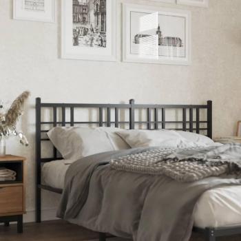 Cabecero de metal negro 150 cm con diseño moderno, estructura resistente, acabado en color negro mate, compatible con camas de tamaño matrimonial