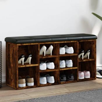 Banco zapatero Smoke Oak 102x32x50 cm madera multicapa marrón