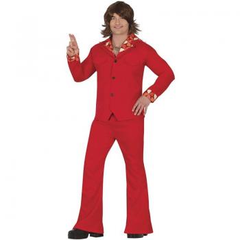 Disfraz de Disco Años 70 rojo para hombre