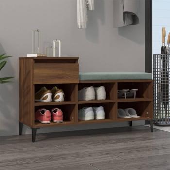 Zapatero de madera multicapa marrón roble 102x36x60 cm