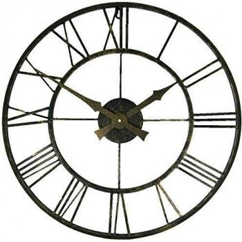 Reloj de Pared Vintage Esqueleto para Interior y Exterior, Metal Bronce, 50 cm x 50 cm