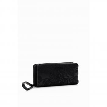 Desigual Alpha Maya Maxi Cartera Grande Bordado de Flores Bandolera de Pecho y Hombro para Mujer - Negro