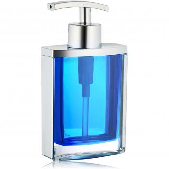 Wenko Dosificador Jabón 0.13 L, Acrílico, Azul, 4.5x8.5x16.5 cm