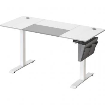 Escritorio Eléctrico Ajustable Songmics, 60 x 140 x (72-120) cm, Sin Escalonamiento, Memoria con 4 Alturas, Tablero Empalmado, Blanco Clásico