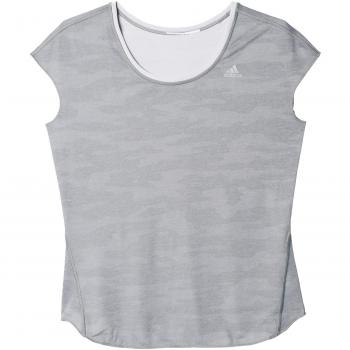 adidas Run Rev SS T - Camiseta para Mujer, Color Gris/Blanco, Talla 36