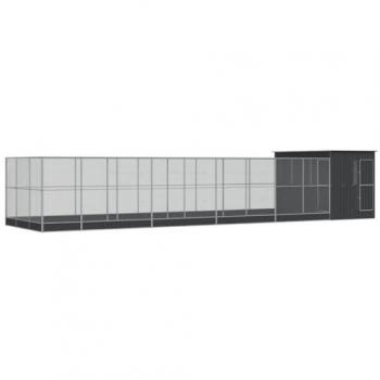 Pajarera con extensión de plata 1118x303x216 cm en acero, Jaula para pájaros, Jaula para periquitos, Acero plateado