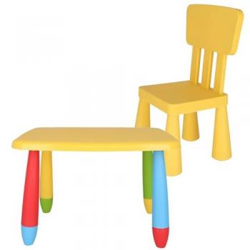Mesita Infantil Rectangular Amarilla con Silla - Plástico Resistente y Fácil Montaje